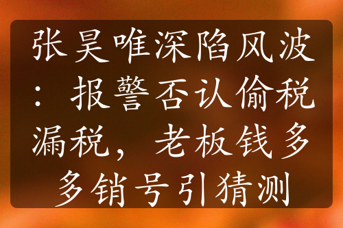 张昊唯深陷风波：报警否认偷税漏税，老板钱多多销号引猜测