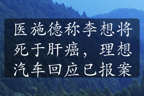 医施德称李想将死于肝癌，理想汽车回应已报案