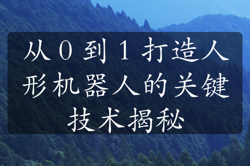 从 0 到 1 打造人形机器人的关键技术揭秘