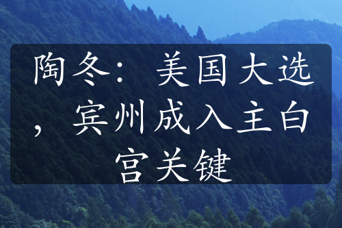 陶冬：美国大选，宾州成入主白宫关键