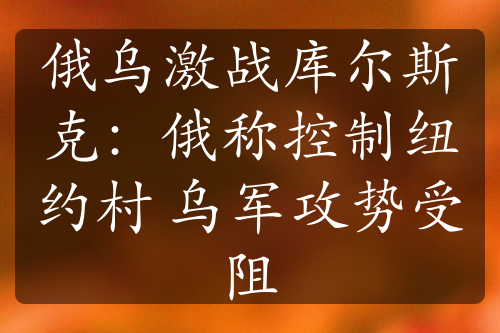 俄乌激战库尔斯克：俄称控制纽约村 乌军攻势受阻