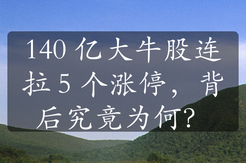 140 亿大牛股连拉 5 个涨停，背后究竟为何？