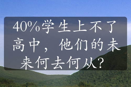 40%学生上不了高中，他们的未来何去何从？