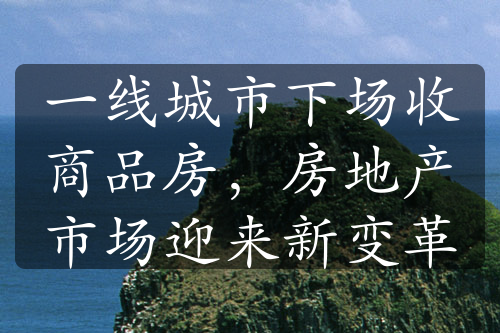 一线城市下场收商品房，房地产市场迎来新变革