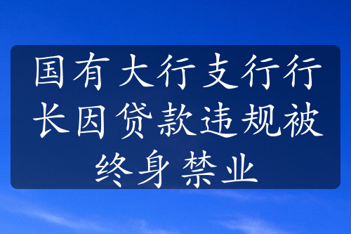 国有大行支行行长因贷款违规被终身禁业