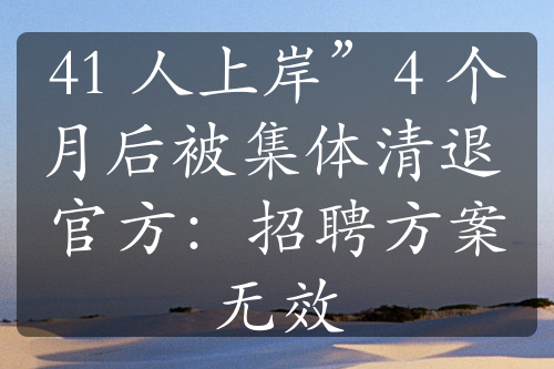 41 人上岸”4 个月后被集体清退 官方：招聘方案无效