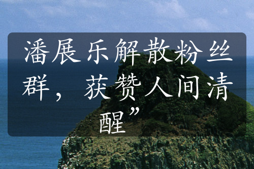 潘展乐解散粉丝群，获赞人间清醒”