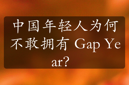 中国年轻人为何不敢拥有 Gap Year？